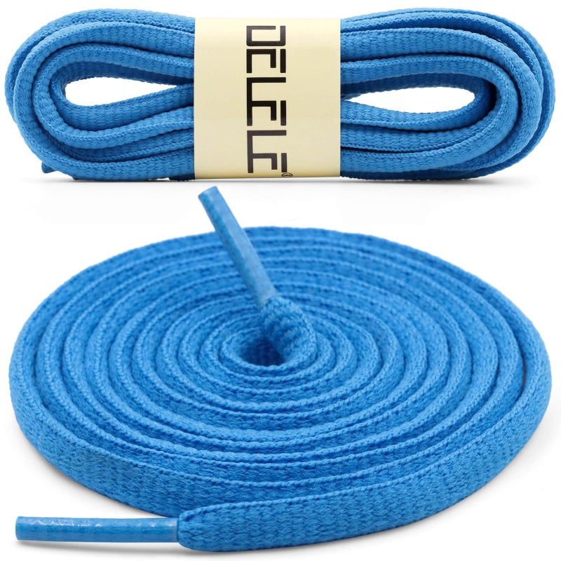 DELELE 2Pair Oval Shoes laces 42 Colors Half Round 1/4" Athletic ShoeLaces for Sport/Running Shoes Shoe Strings Baby Blue -45 inch - Image 2